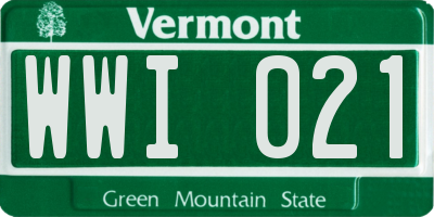 VT license plate WWI021
