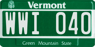 VT license plate WWI040
