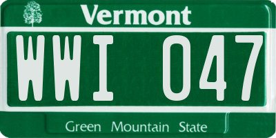 VT license plate WWI047