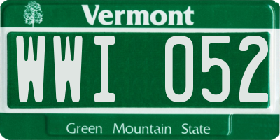 VT license plate WWI052