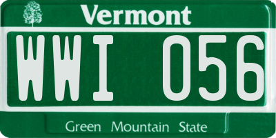 VT license plate WWI056