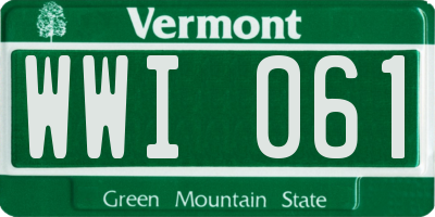 VT license plate WWI061
