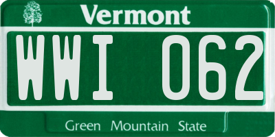 VT license plate WWI062