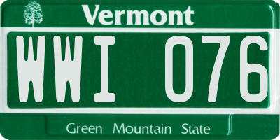 VT license plate WWI076