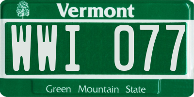 VT license plate WWI077