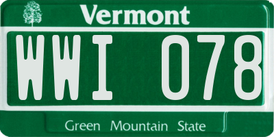 VT license plate WWI078