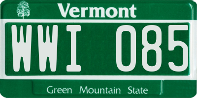 VT license plate WWI085