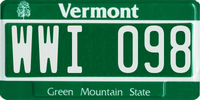 VT license plate WWI098