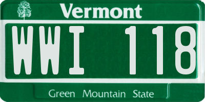 VT license plate WWI118