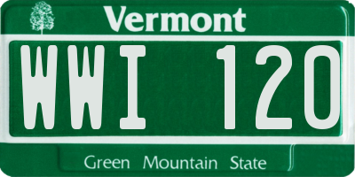 VT license plate WWI120