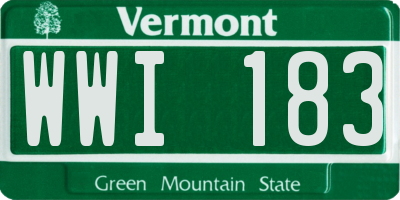 VT license plate WWI183
