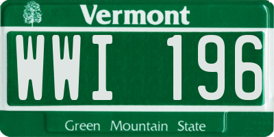 VT license plate WWI196