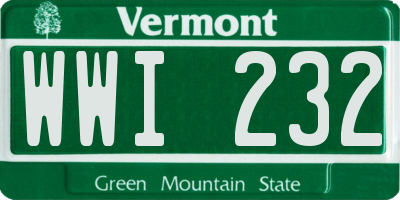 VT license plate WWI232