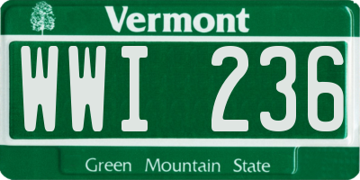 VT license plate WWI236