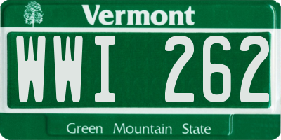 VT license plate WWI262