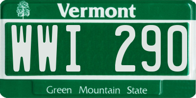 VT license plate WWI290