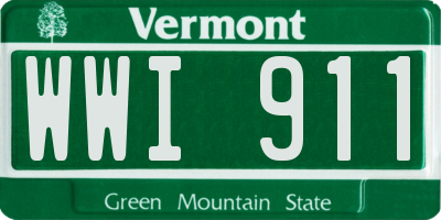 VT license plate WWI911