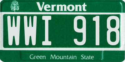 VT license plate WWI918