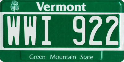 VT license plate WWI922