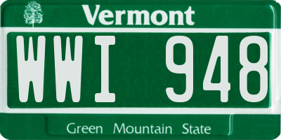 VT license plate WWI948