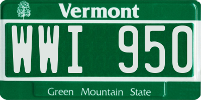 VT license plate WWI950