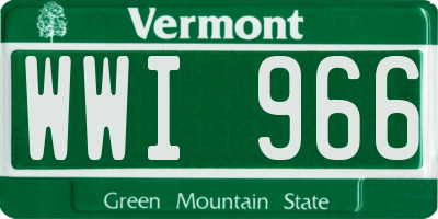 VT license plate WWI966