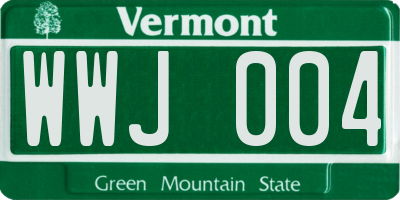VT license plate WWJ004
