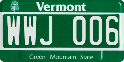 VT license plate WWJ006