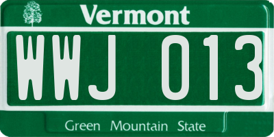 VT license plate WWJ013