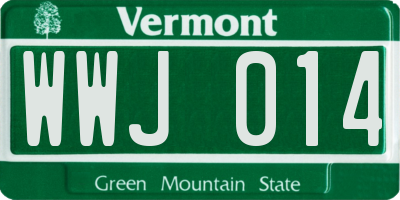 VT license plate WWJ014