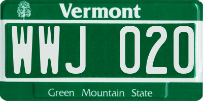 VT license plate WWJ020