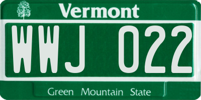 VT license plate WWJ022