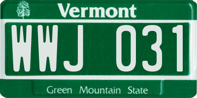 VT license plate WWJ031