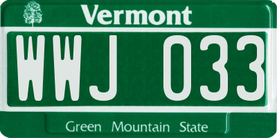 VT license plate WWJ033