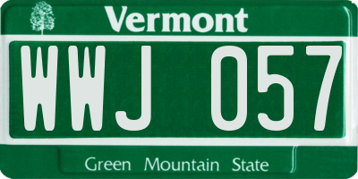 VT license plate WWJ057