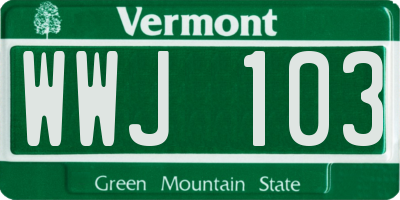 VT license plate WWJ103