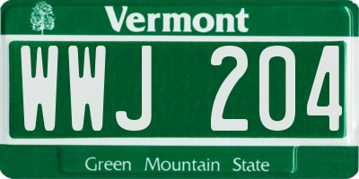 VT license plate WWJ204