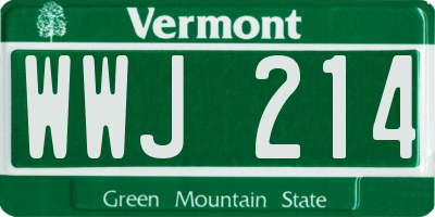 VT license plate WWJ214