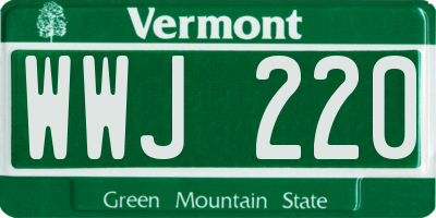 VT license plate WWJ220