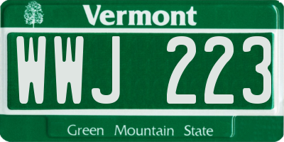 VT license plate WWJ223