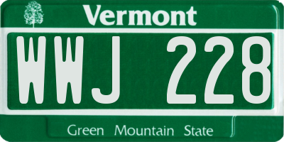 VT license plate WWJ228