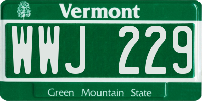 VT license plate WWJ229