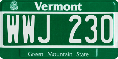 VT license plate WWJ230