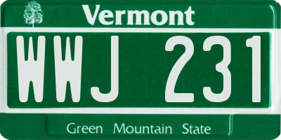 VT license plate WWJ231