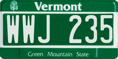 VT license plate WWJ235