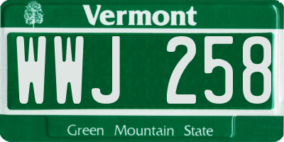 VT license plate WWJ258