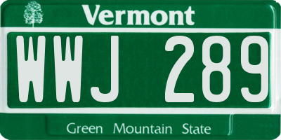 VT license plate WWJ289