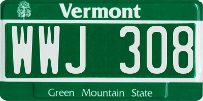 VT license plate WWJ308