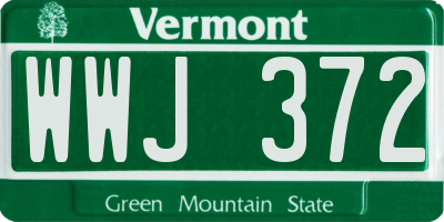 VT license plate WWJ372