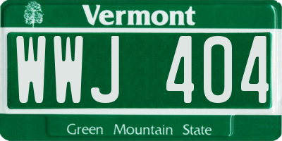 VT license plate WWJ404